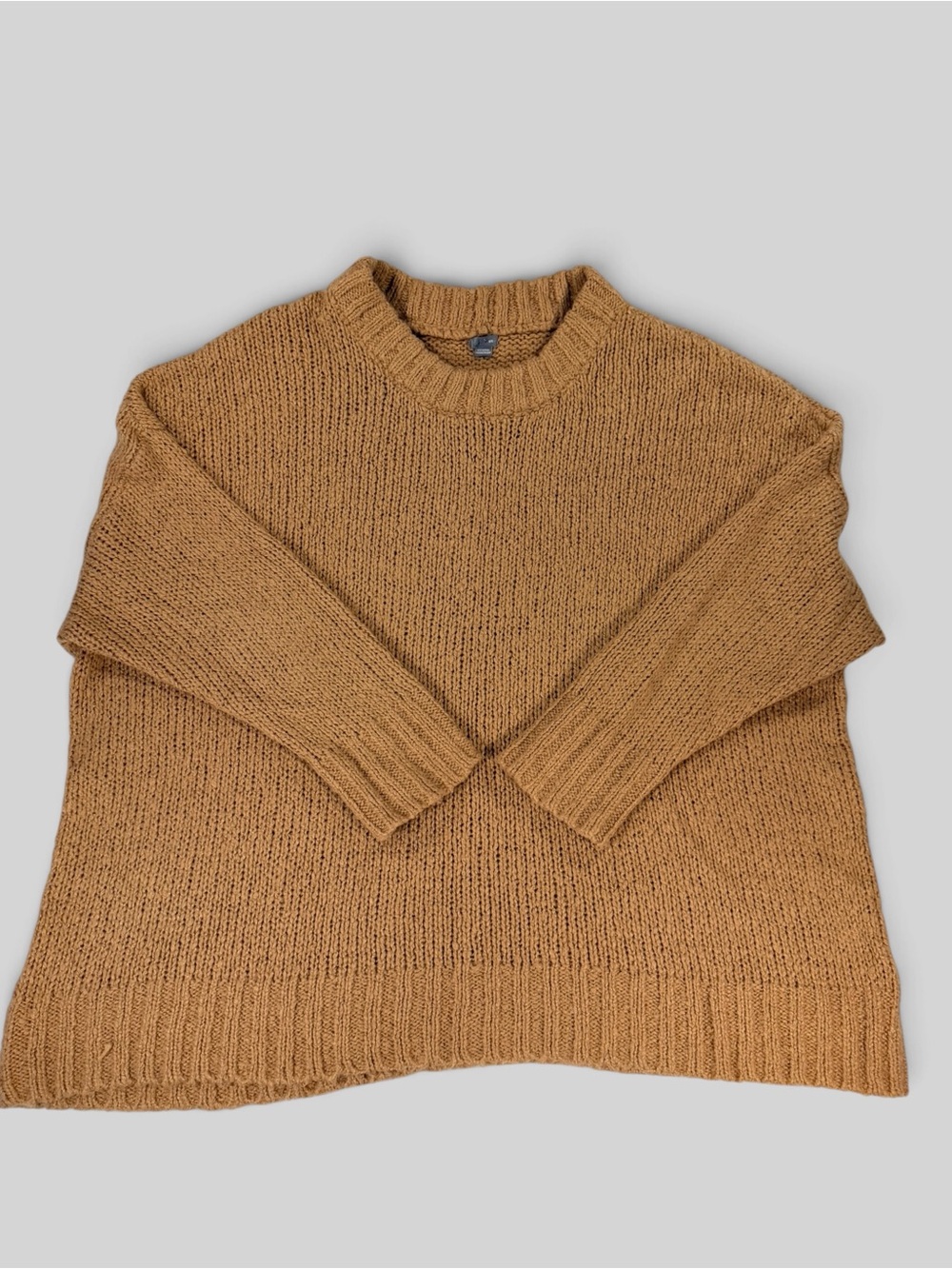 Aerie Camel Chunky Knit Crewneck Oversized Sweater Cozy Fall Pullover Sz M